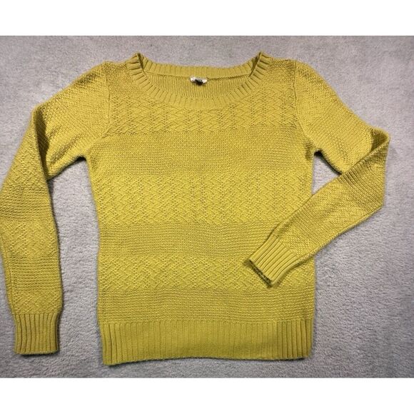 Fossil Sweater Women's Medium‎ Yellow Cotton Cashmere Blend Textured - Picture 1 of 9